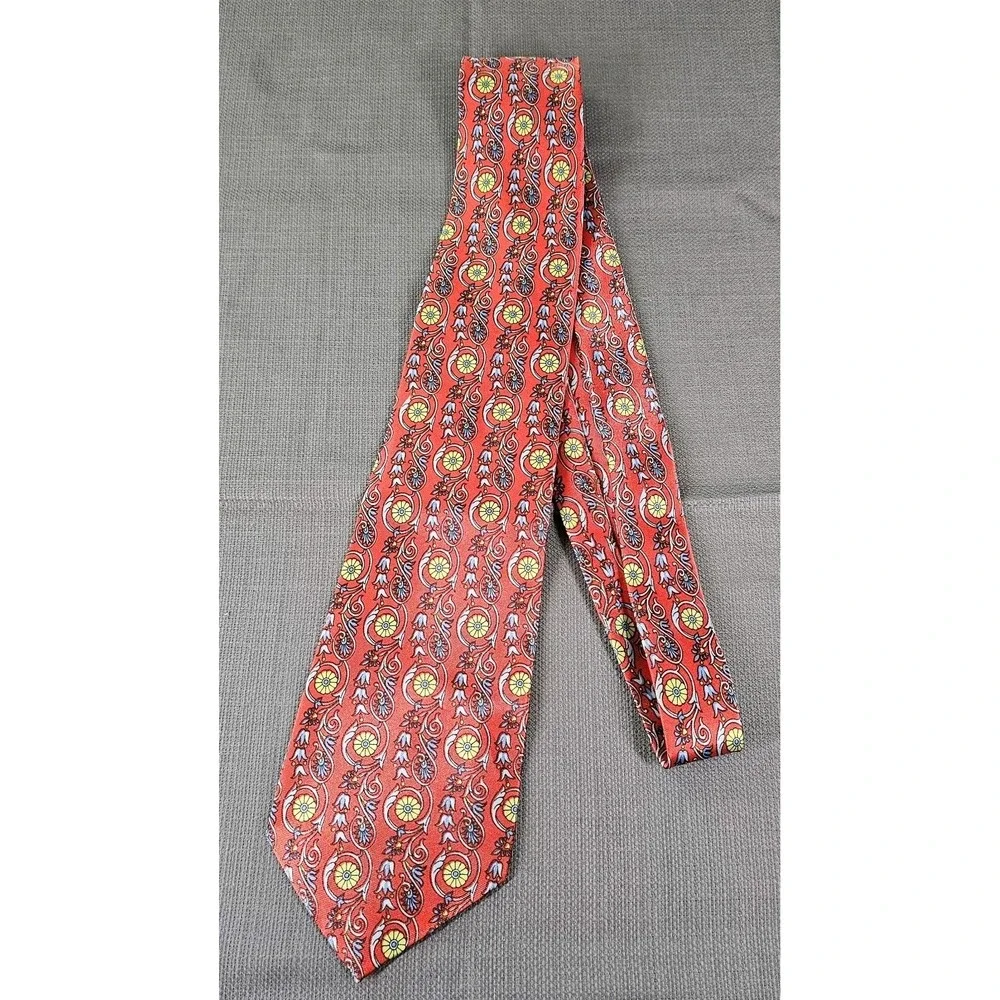 TIE ONE handmade red floral neck tie
